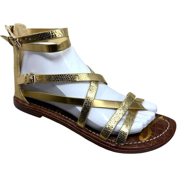 NEW Sam Edelman Gibbs Metallic Gold Gladiator Toe Ring Sandals - Picture 7 of 9